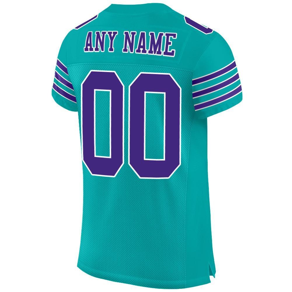 Custom Aqua Purple-White Mesh Authentic Football Jersey photo 3