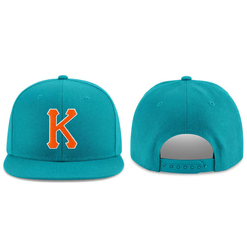 Custom Aqua Orange-White Stitched Adjustable Snapback Hat