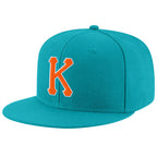 Custom Aqua Orange-White Stitched Adjustable Snapback Hat photo 1