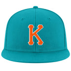 Custom Aqua Orange-White Stitched Adjustable Snapback Hat photo 2
