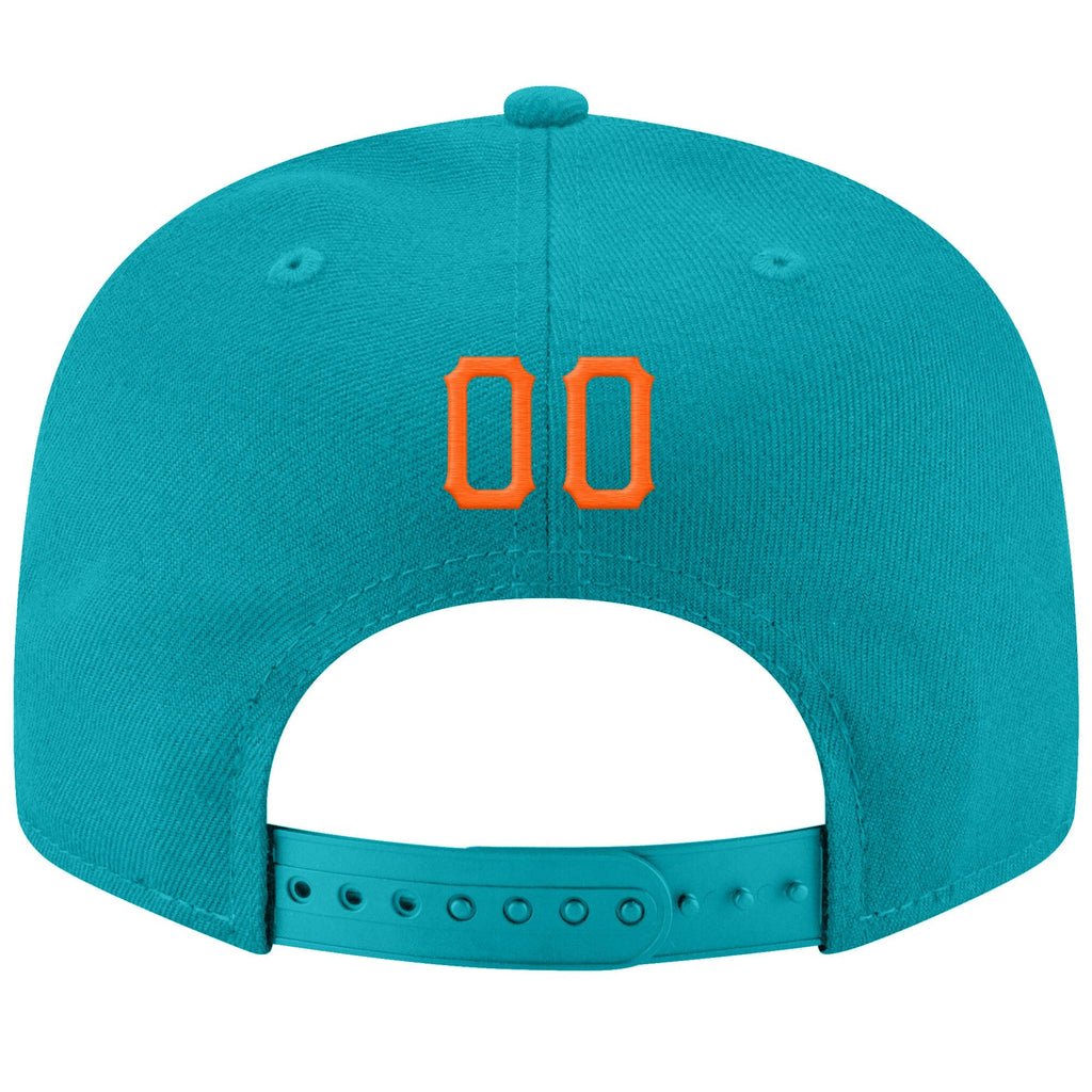 Custom Aqua Orange-White Stitched Adjustable Snapback Hat photo 3
