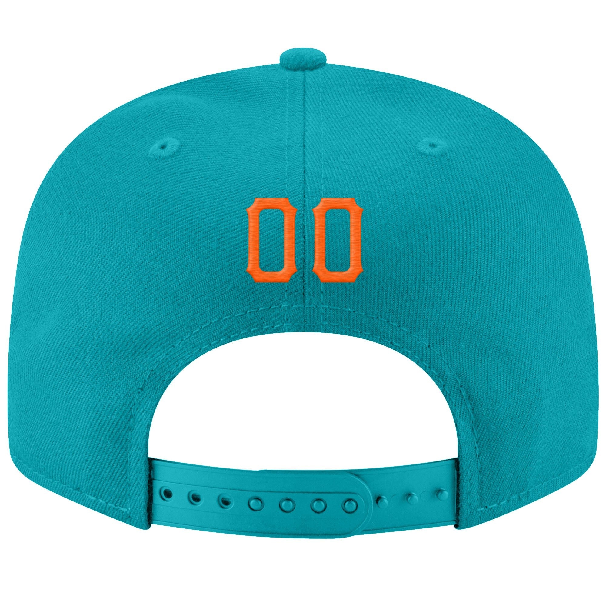 Custom Aqua Orange-White Stitched Adjustable Snapback Hat photo 3
