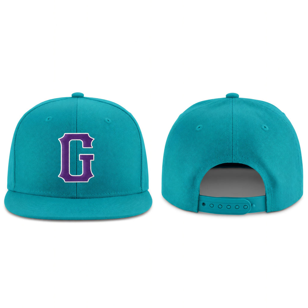 Custom Aqua Purple-White Stitched Adjustable Snapback Hat