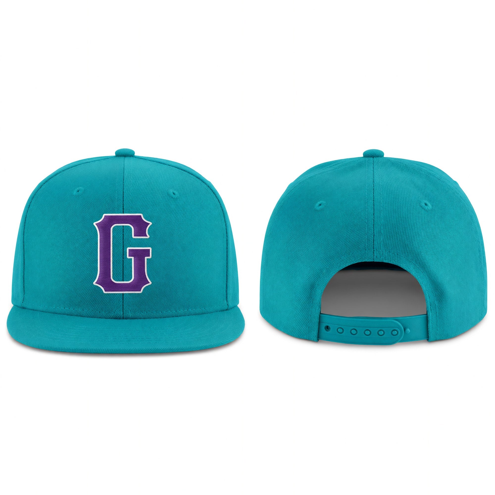 Custom Aqua Purple-White Stitched Adjustable Snapback Hat