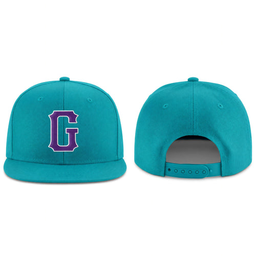 Custom Aqua Purple-White Stitched Adjustable Snapback Hat