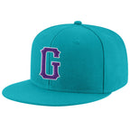 Custom Aqua Purple-White Stitched Adjustable Snapback Hat photo 1