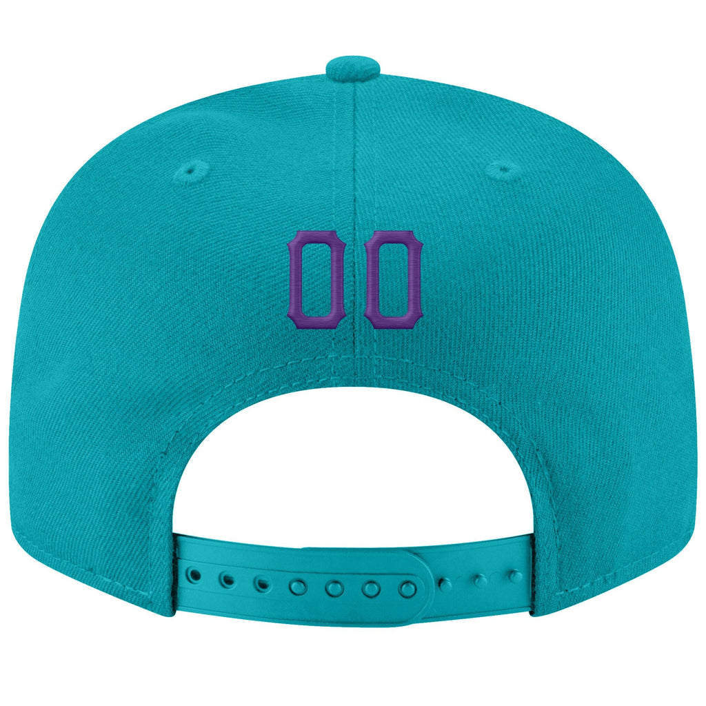 Custom Aqua Purple-White Stitched Adjustable Snapback Hat photo 3