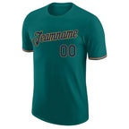 Custom Aqua Navy-Old Gold Performance T-Shirt photo 4