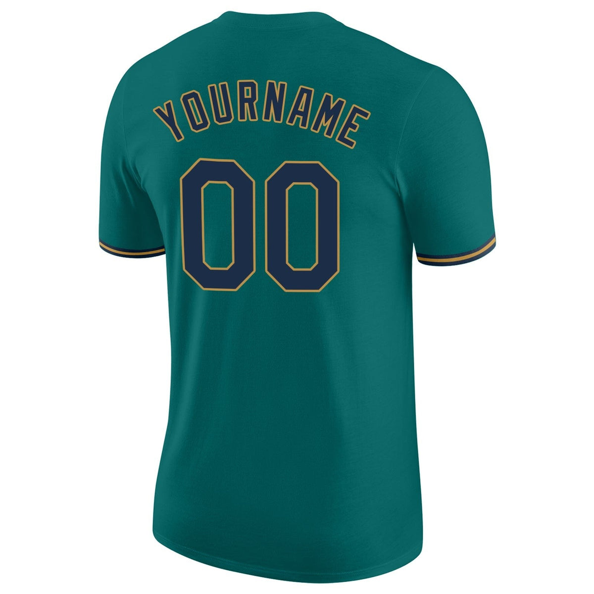 Custom Aqua Navy-Old Gold Performance T-Shirt photo 5