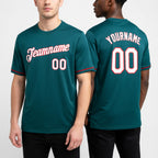 Custom Aqua White-Red Performance T-Shirt worn front and back