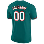 Custom Aqua White-Red Performance T-Shirt photo 5
