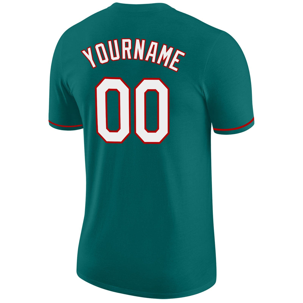 Custom Aqua White-Red Performance T-Shirt photo 5