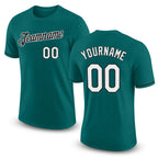 Custom Aqua White-Black Performance T-Shirt