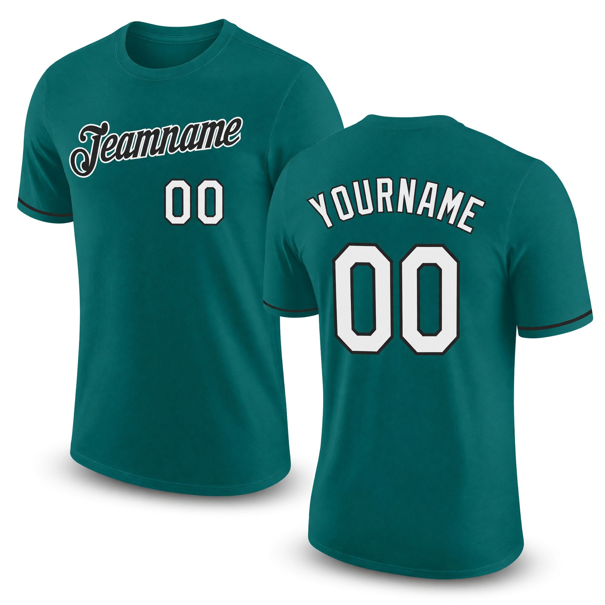 Custom Aqua White-Black Performance T-Shirt