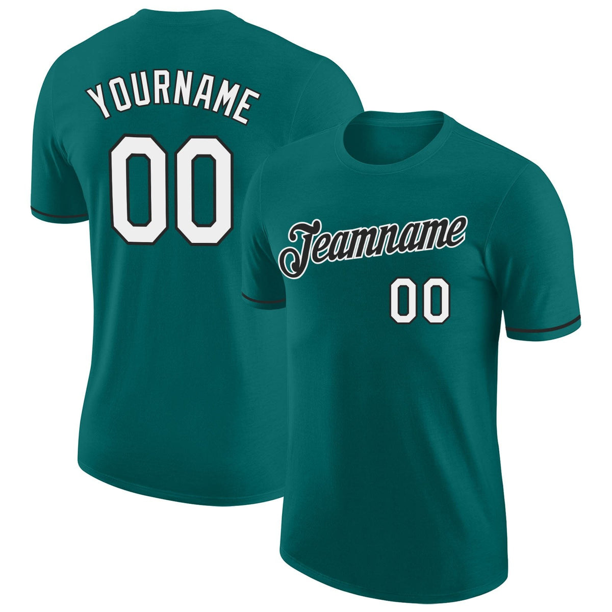 Custom Aqua White-Black Performance T-Shirt photo 1