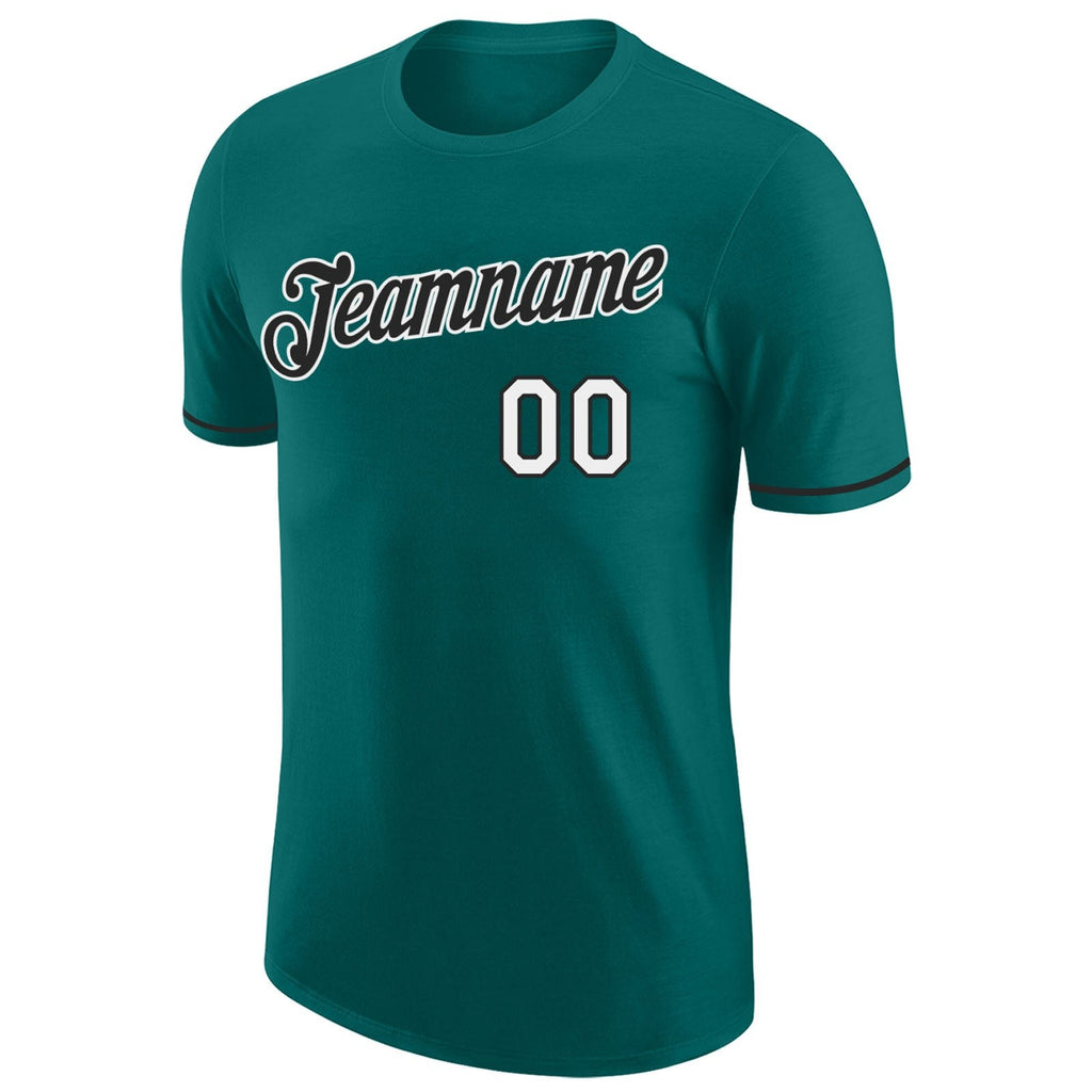 Custom Aqua White-Black Performance T-Shirt photo 4