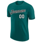Custom Aqua White-Black Performance T-Shirt photo 4