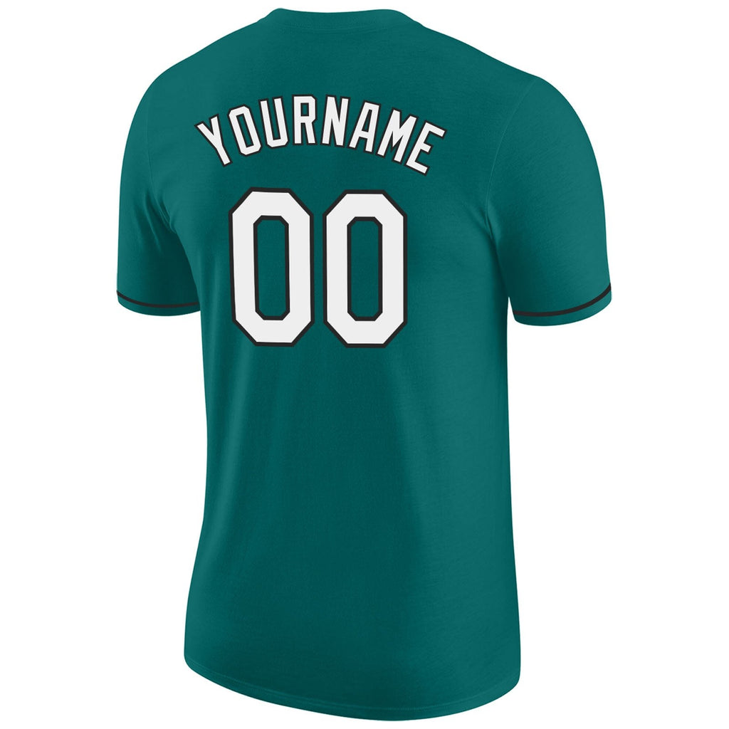 Custom Aqua White-Black Performance T-Shirt photo 5