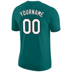 Custom Aqua White-Black Performance T-Shirt photo 5
