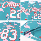 Custom Aqua White-Red Christmas 3D Performance T-Shirt photo 4