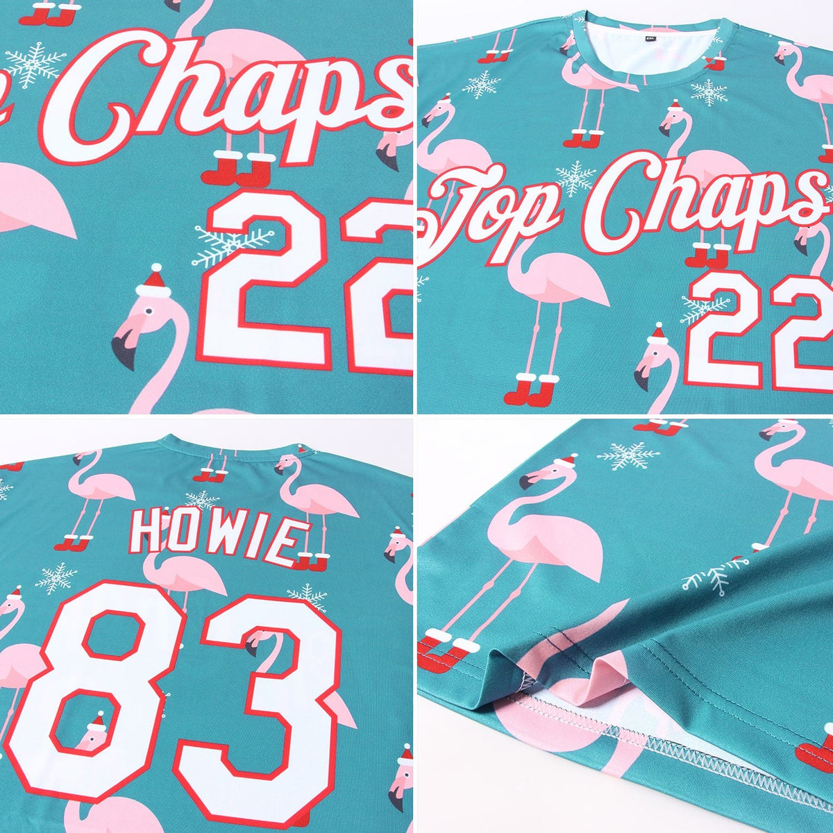 Custom Aqua White-Red Christmas 3D Performance T-Shirt photo 4