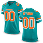 Custom Aqua Texas Orange-White Mesh Authentic Football Jersey