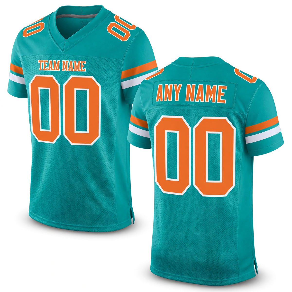 Custom Aqua Texas Orange-White Mesh Authentic Football Jersey