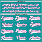 Custom Aqua White-Pink Hockey Jersey photo 3