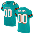 Custom Aqua White-Orange Mesh Authentic Football Jersey