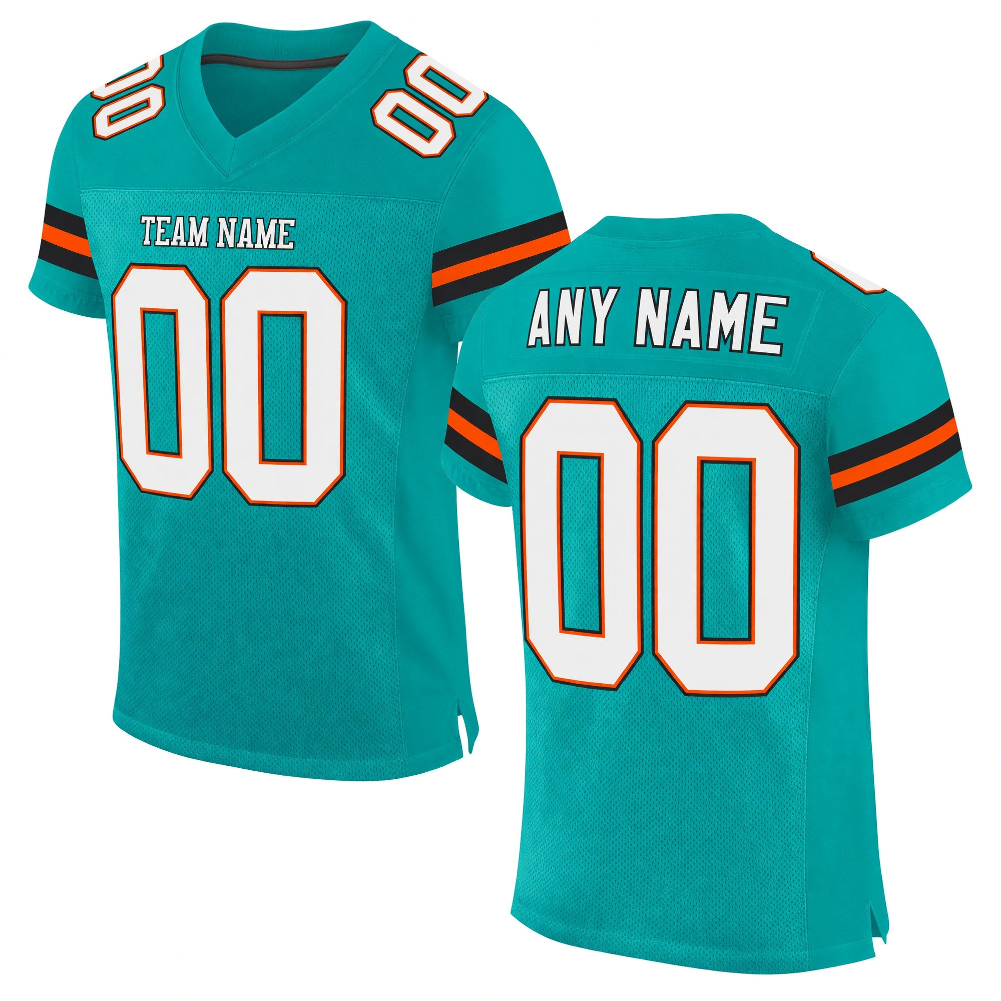 Custom Aqua White-Orange Mesh Authentic Football Jersey