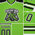 Custom Neon Green Black-White Hockey Jersey detail