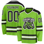 Custom Neon Green Black-White Hockey Jersey photo 1