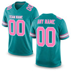 Custom Aqua Pink-White Mesh Authentic Football Jersey