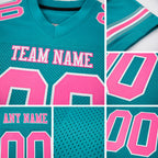 Custom Aqua Pink-White Mesh Authentic Football Jersey detail