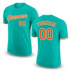 Custom Aqua Orange-White Performance T-Shirt