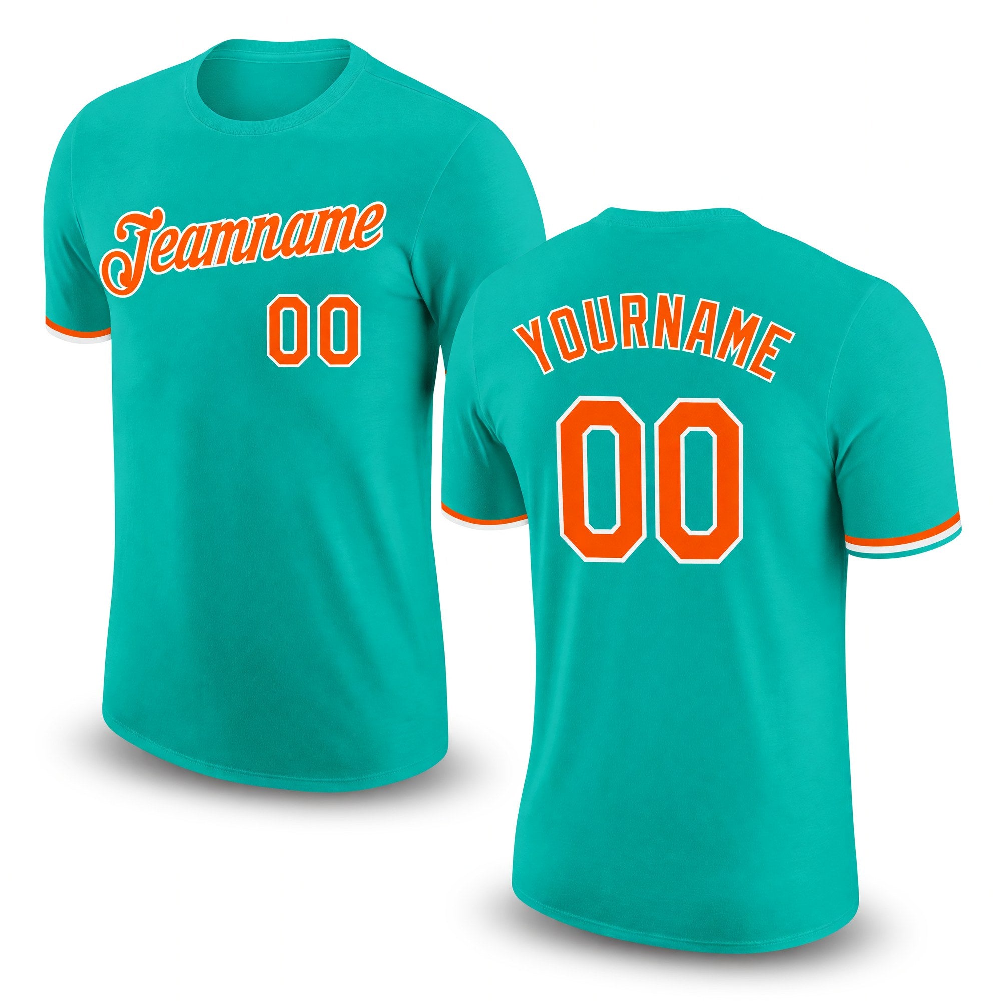 Custom Aqua Orange-White Performance T-Shirt