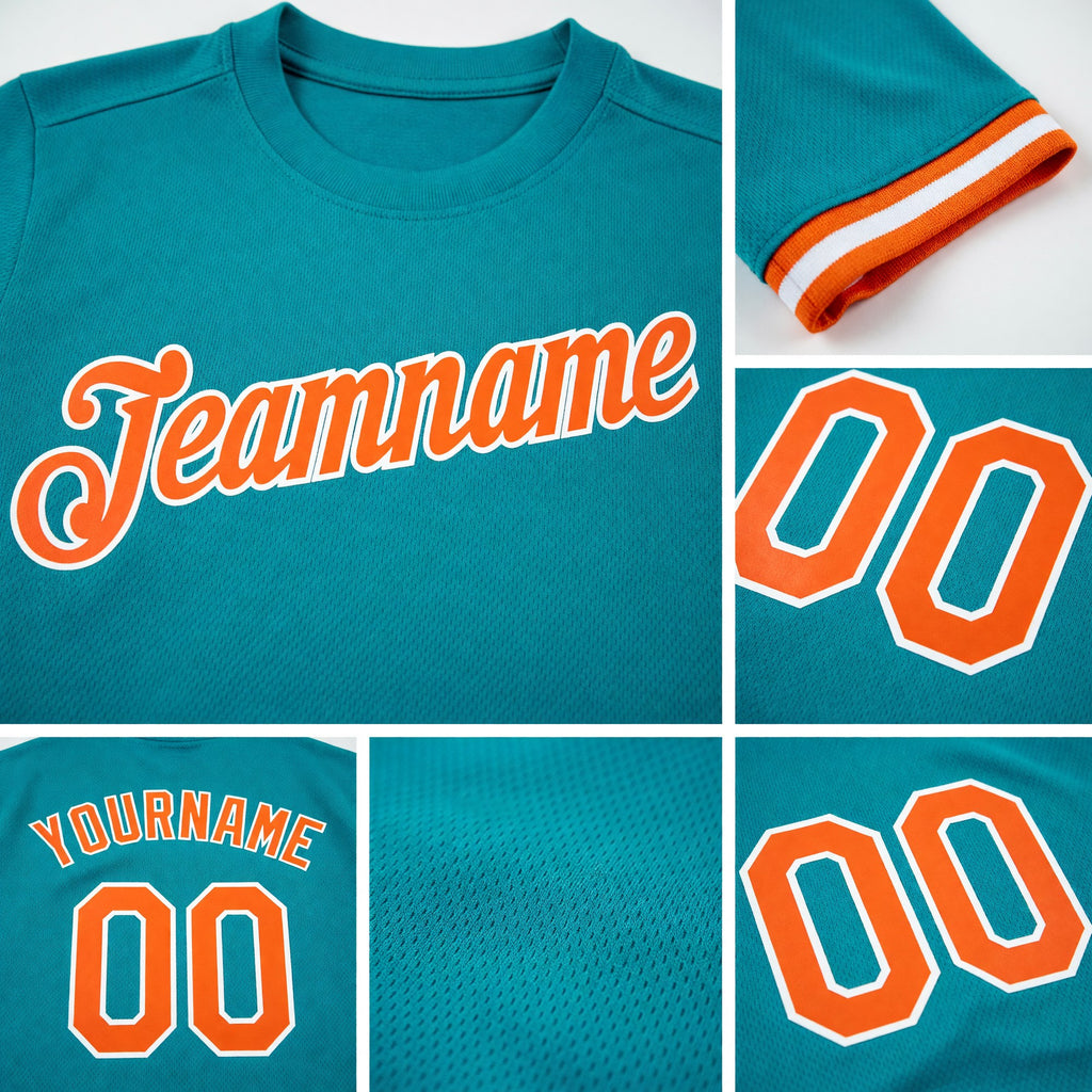 Custom Aqua Orange-White Performance T-Shirt detail
