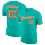 Custom Aqua Orange-White Performance T-Shirt photo 1