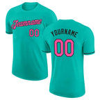 Custom Aqua Pink-Black Performance T-Shirt
