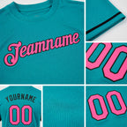 Custom Aqua Pink-Black Performance T-Shirt detail