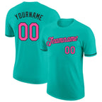 Custom Aqua Pink-Black Performance T-Shirt photo 1