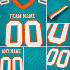 Custom Aqua White-Orange Mesh Authentic Football Jersey detail