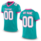 Custom Aqua White-Pink Mesh Authentic Football Jersey
