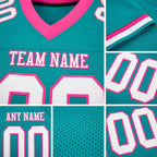 Custom Aqua White-Pink Mesh Authentic Football Jersey detail