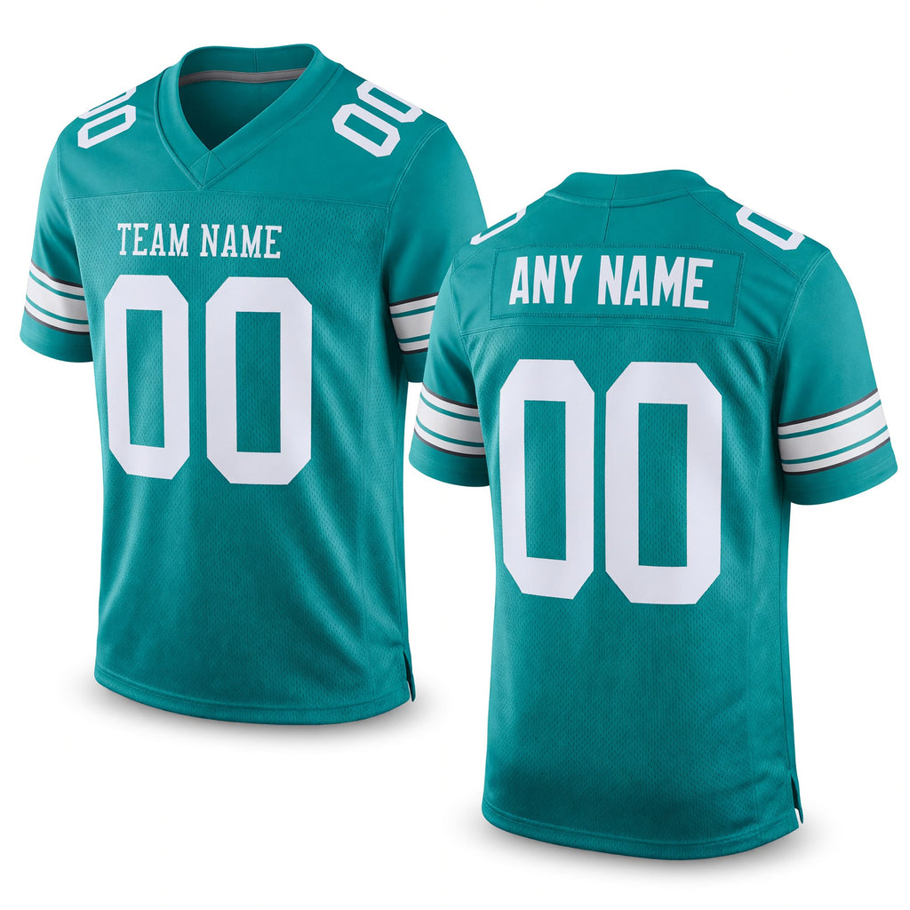Custom Aqua White Mesh Authentic Football Jersey