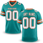 Custom Aqua White-Orange Authentic Football Jersey