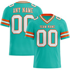 Custom Aqua White-Orange Authentic Football Jersey photo 1