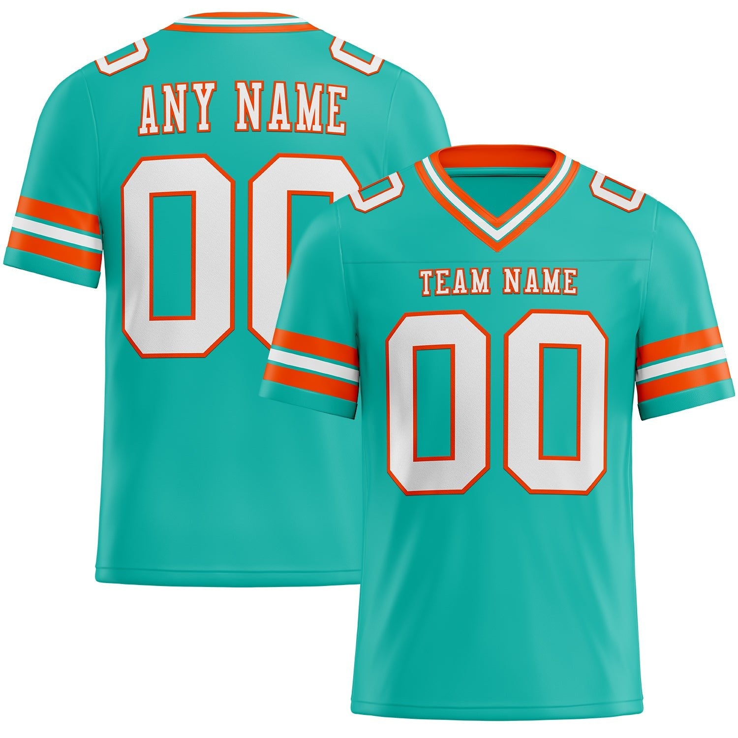 Custom Aqua White-Orange Authentic Football Jersey photo 1