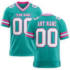 Custom Aqua White-Pink Authentic Football Jersey