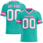 Custom Aqua White-Pink Authentic Football Jersey photo 1